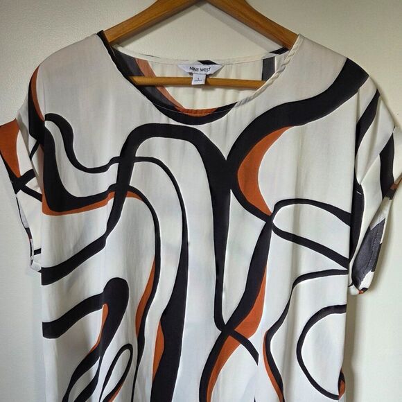 EUC NINE WEST CAP SLEEVES PRINTED TOP SIZE LARGE - Picture 5 of 15